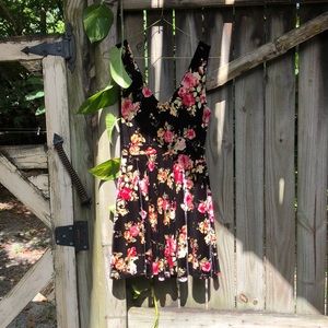 Velvet Floral Skater Dress